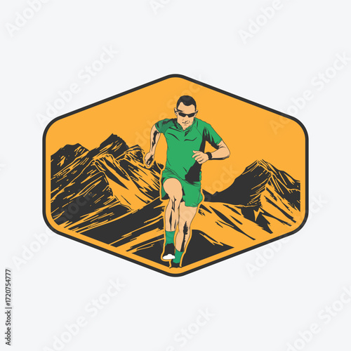 ultra trail run illustration image for background and logo vector