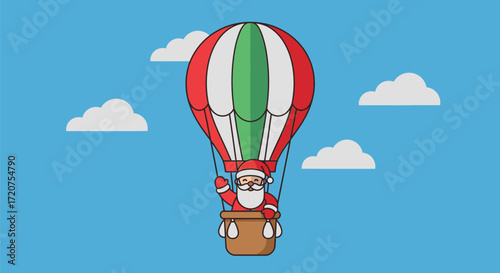 Santa claus in hot air balloon christmas holiday season festive joy ride
