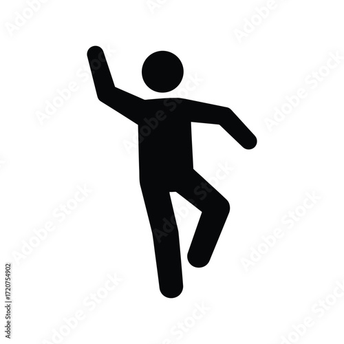 Joyful stick figure dancing lively energetic movement celebration freedom expression vector