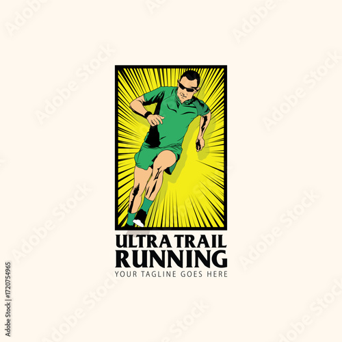 ultra trail run illustration image for background and logo vector