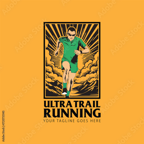 ultra trail run illustration image for background and logo vector