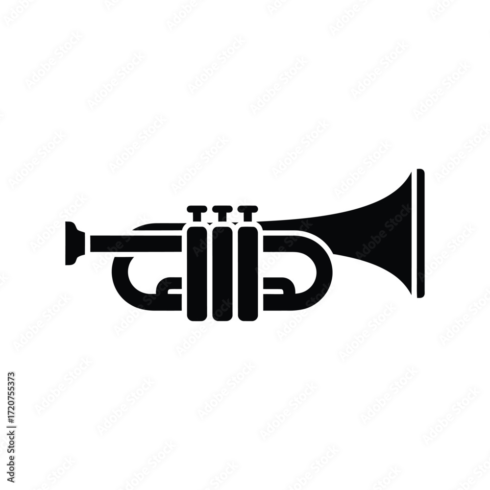 Naklejka premium Classic trumpet musical instrument silhouette jazz brass orchestra performance celebration vector