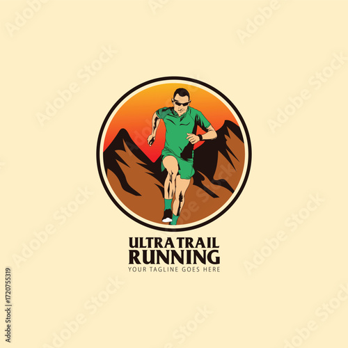 ultra trail run illustration image for background and logo vector