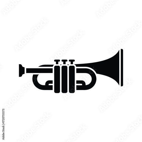 Classic trumpet musical instrument silhouette jazz brass orchestra performance celebration vector