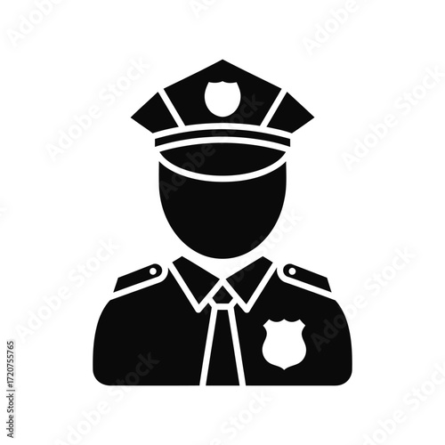 Silhouette police officer uniform badge emblem icon symbol law enforcement concept vector