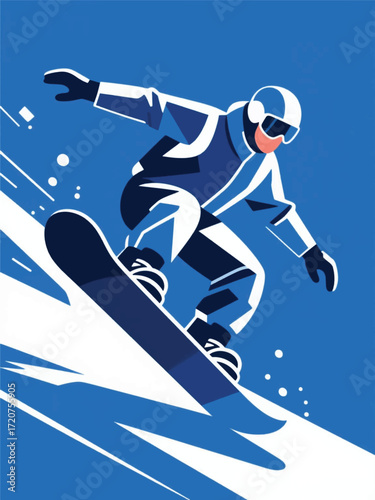 Winter Snowboard Sport Illustrator Artwork Design Template Poster