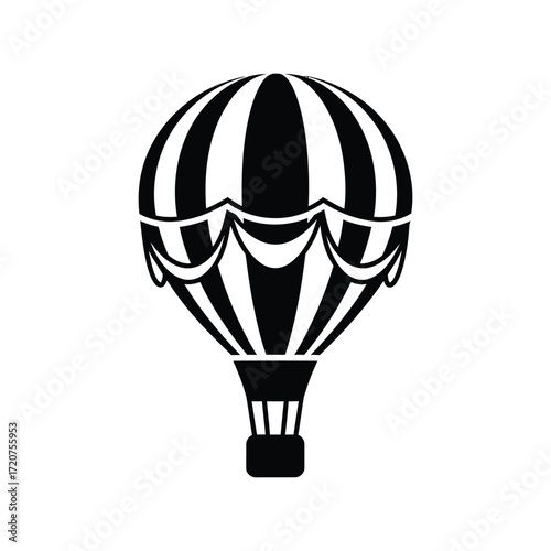 Striking striped hot air balloon silhouette vector art for adventure vector