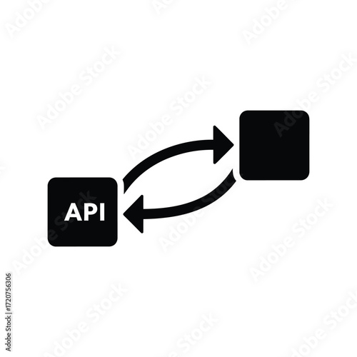 Api connection and data flow between two system blocks concept vector