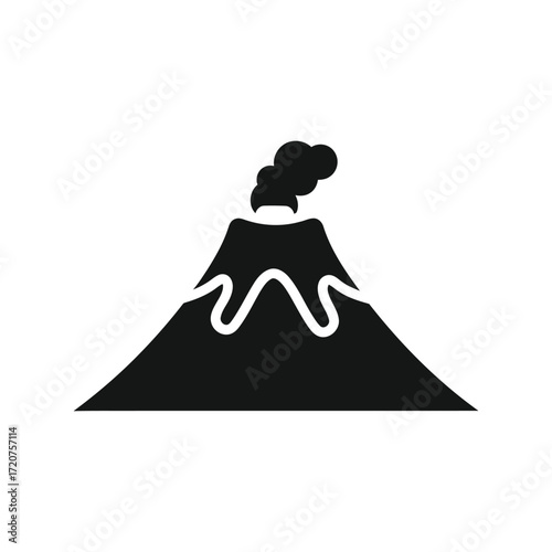 Volcano eruption smoke silhouette icon natural disaster geology science concept vector