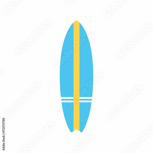Flat Simple Surfboard Illustration Graphic Design Element on White Background