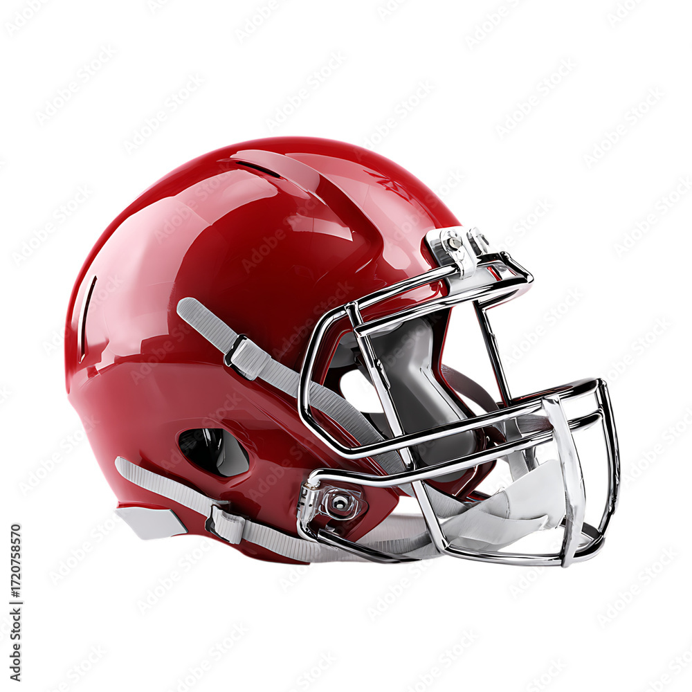 Fototapeta premium Red american football helmet isolated on transparent background