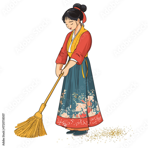 spring cleaning, new year, vector, transparent background, festival, asia, cleanliness, culture, cleaner, cleaning, work, housework, clean, worker, job, home, working