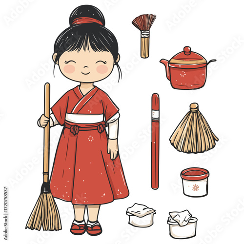 spring cleaning, new year, vector, transparent background, festival, asia, cleanliness, culture, cleaner, cleaning, work, housework, clean, worker, job, home, working