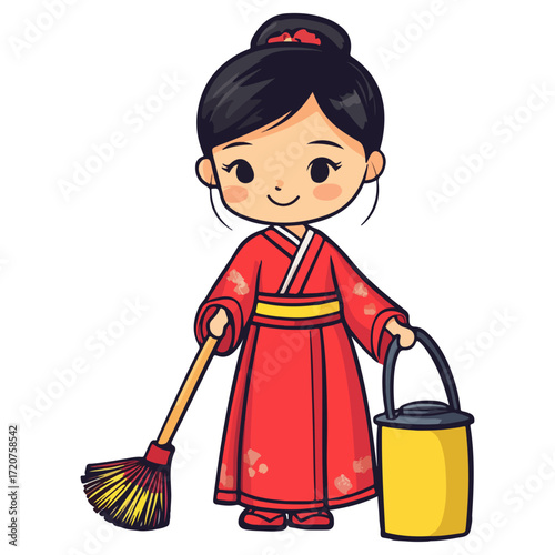 spring cleaning, new year, vector, transparent background, festival, asia, cleanliness, culture, cleaner, cleaning, work, housework, clean, worker, job, home, working