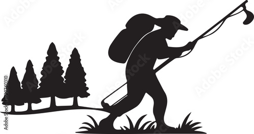 Black vector silhouette illustration of people with swords in action