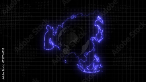 Wallpaper Mural Abstract neon USA map, of United States of America showing different states. Animated usa contiguous lower u.s. state neon map on an isolated technical background Torontodigital.ca