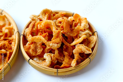 Tableau sur toile Crispy pork rinds with crunchy texture.