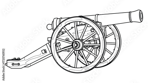 Classic Cannon Illustration Historical Artillery Piece Depicted