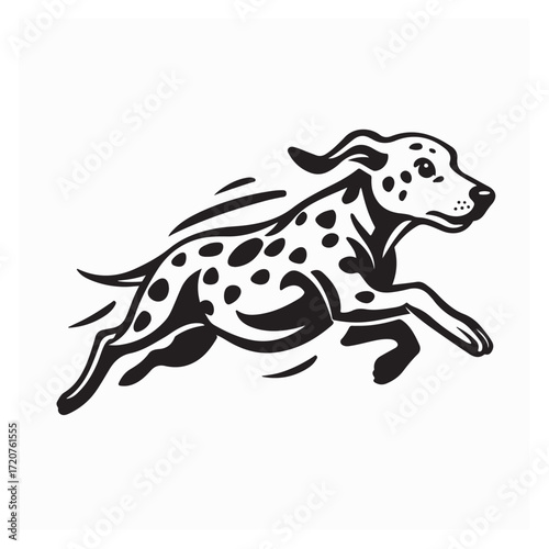 Cute Dalmatian Dog Running Cheerfully with Excited and Happy Expression