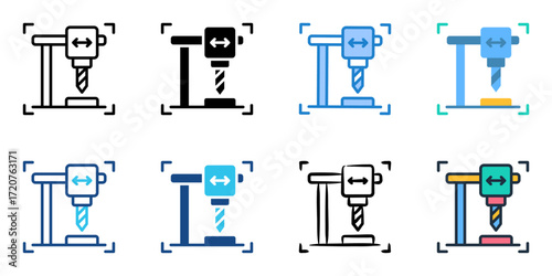 CNC machining icon set multiple style collection 
