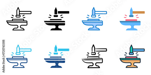 Metalworking icon set multiple style collection 
