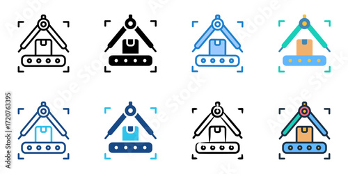 Industrial design icon set multiple style collection 
