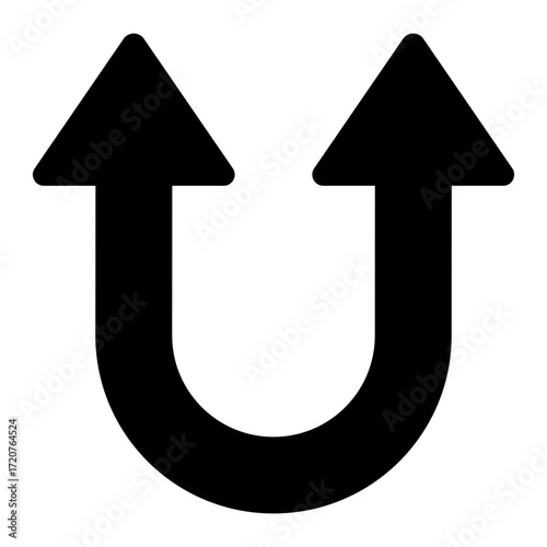 u turn glyph icon used for traffic navigation in driving direction map