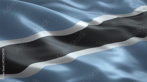 Botswana flag waving smoothly seamless loop realistic animation background