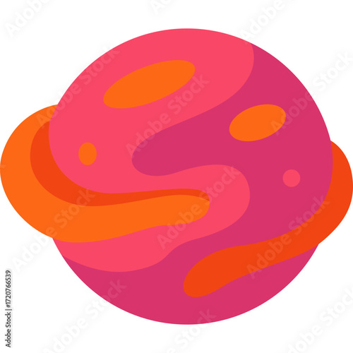 Pink planet with orange spots, Mars illustration perfect for space or planetary themes.


