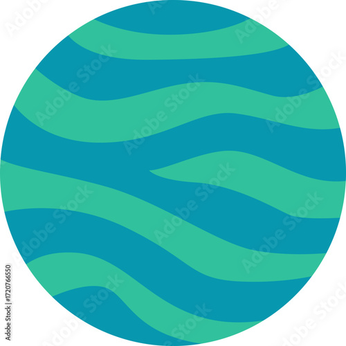 Green and blue ocean planet, water world illustration perfect for fantasy or sci-fi themes.

