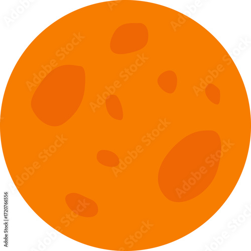 Orange planet with dark spots, Venus illustration perfect for solar system or astronomy themes.


