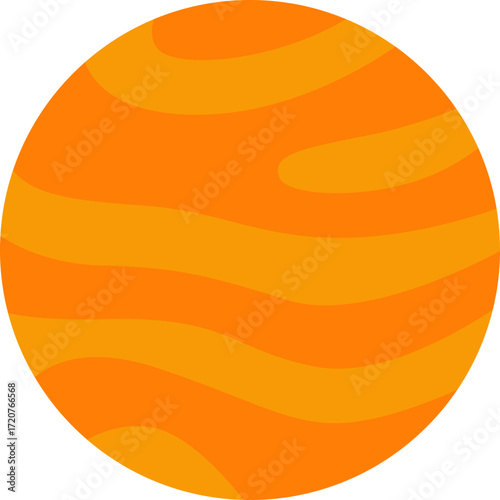 Orange planet with striped bands, Jupiter illustration ideal for solar system or astronomy themes.