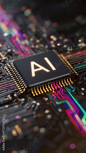 electronic circuit board with AI chip processor, version 2