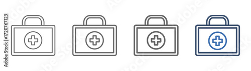 
outline icon set medical with briefcase design and plus sign