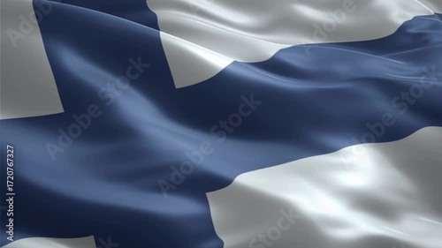 Finland flag waving smoothly seamless loop realistic animation background