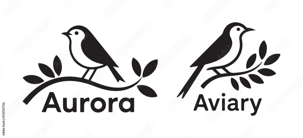 Fototapeta premium Flock of Birds Silhouette Perched and Flying