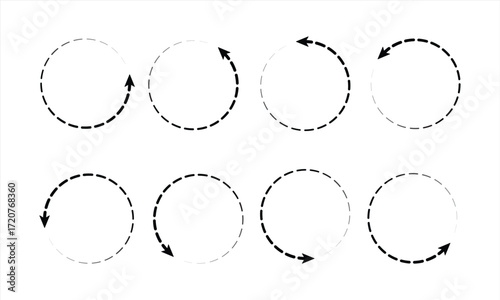 Title	
Circular dashed arrow rotation icon vector illustration set for modern loading interface update refresh loop motion progress symbol graphic design.