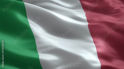 Italy flag waving smoothly seamless loop realistic animation background