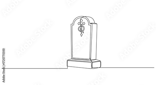 Simple line drawing of a gravestone in minimalist style  