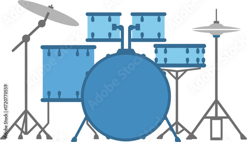 Flat Design Isolated Drum Set Instrument Musical Percussion Kit Icon