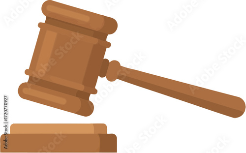 Simple Flat Style Gavel and Sound Block Court Illustration Design