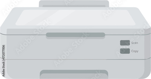 Flat Graphic Office Printer Machine Equipment Electronic Device Illustration