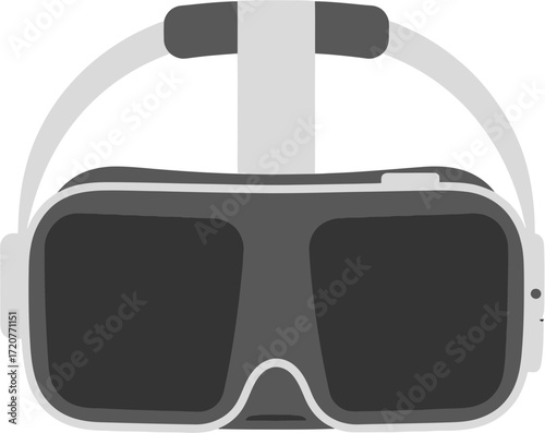 Flat Simple Virtual Reality Headset Technology Digital Device Illustration