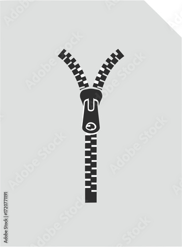 Simple Minimalist Open Zipper Pull Fastener Device with Realistic Details Icon
