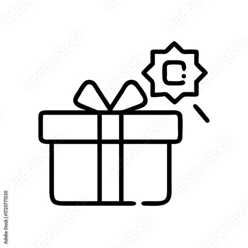 Gift Box With Special Notification Message Icon For Web And Graphic Design