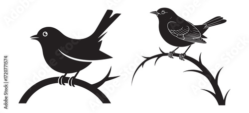 Minimalist Bird Design with Tree Branch