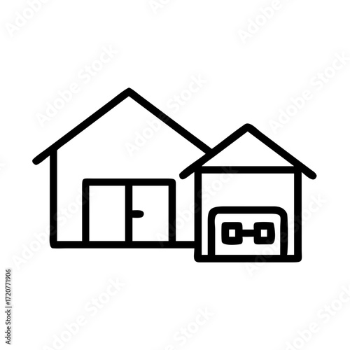 Housing Property With Garage Residential Icon For Web And Graphic Design
