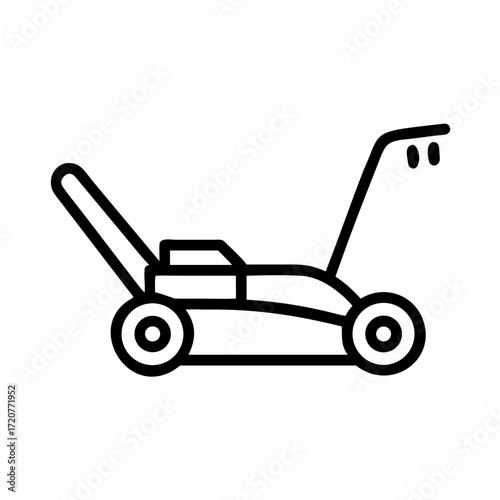 Lawn Mower Cutting Grass In Garden Icon For Web And Graphic Design