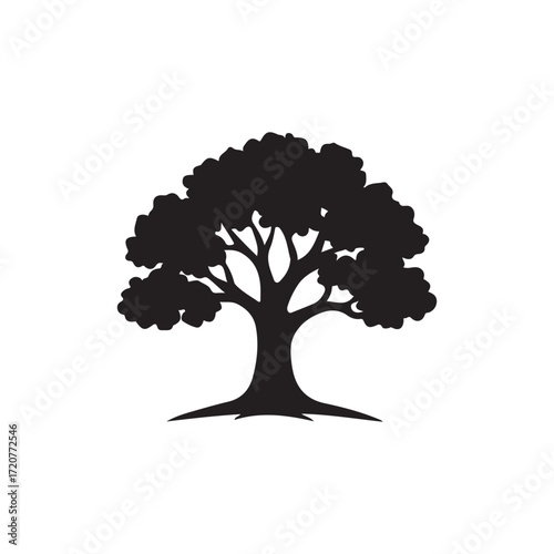 A black silhouette of Creative cartoon tree logo 