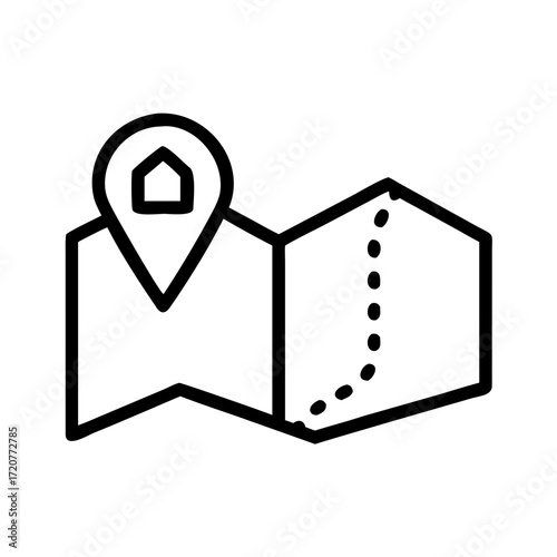 Navigation Map Folded With House Destination Icon For Web And Graphic Design